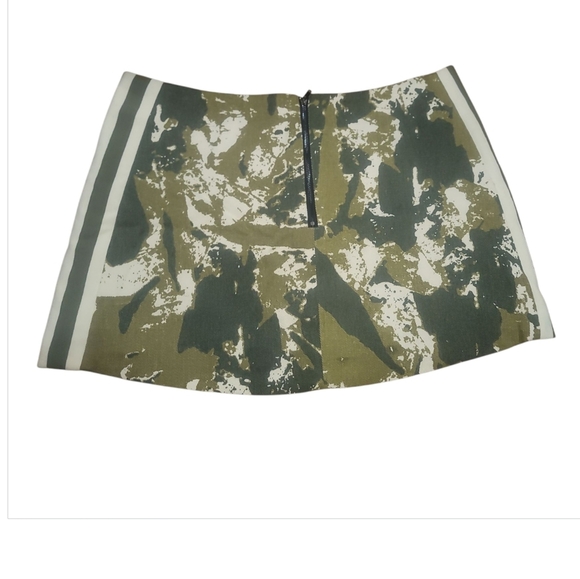 AKIRA ABSTRACT green cream camo stripe mini skirt 1x cotton - Picture 7 of 8